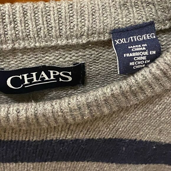 Chaps mens gray and navy striped sweater size XXL - Picture 3 of 4